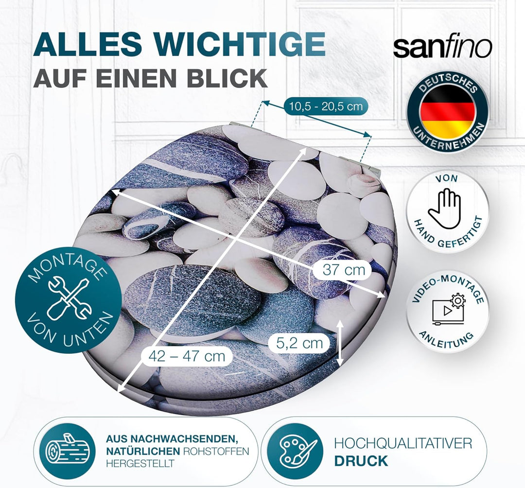 Premium WC Sitz mit Absenkautomatik – hochwertige Toilettendeckel aus Holz, viele bunte Motive, hohe
