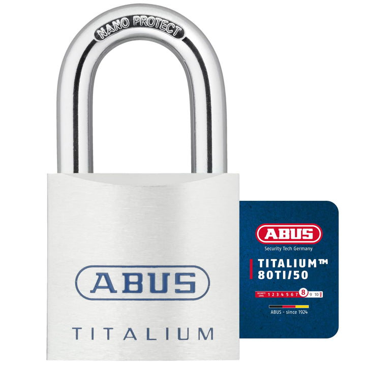 ABUS Titalium Vorhängeschloss 80TI/50 gl.-8012 - gleichschliessend - Kellerschloss mit leichtem, mas