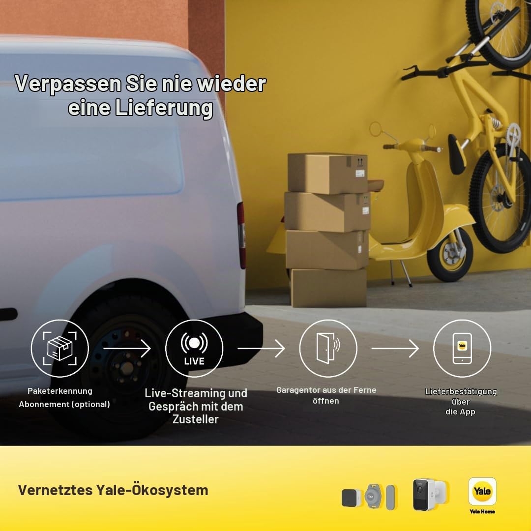 Yale Smart Opener für Tore - 05/102300/BW - WLAN-fähiger Toröffner - Auto-Öffnen - Fernbedienung - G