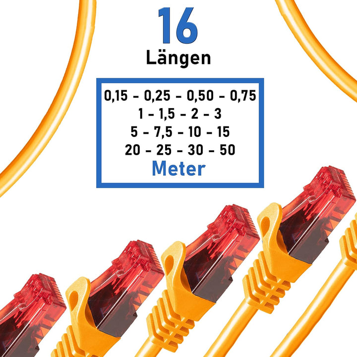 BIGtec - 5 Stück - 20m Gigabit Netzwerkkabel Patchkabel Ethernet LAN DSL Patch Kabel orange (2x RJ-4