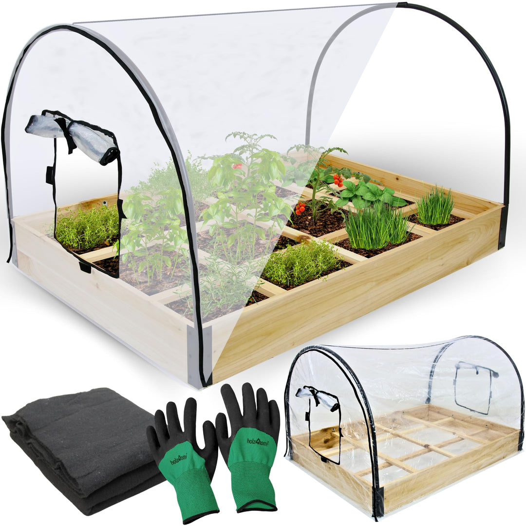 holz4home® Hochbeet aus Fichtenholz | 40 x 79,5 x 78 cm (BxHxL) | Mit Folie und Polycarbonatplatte f