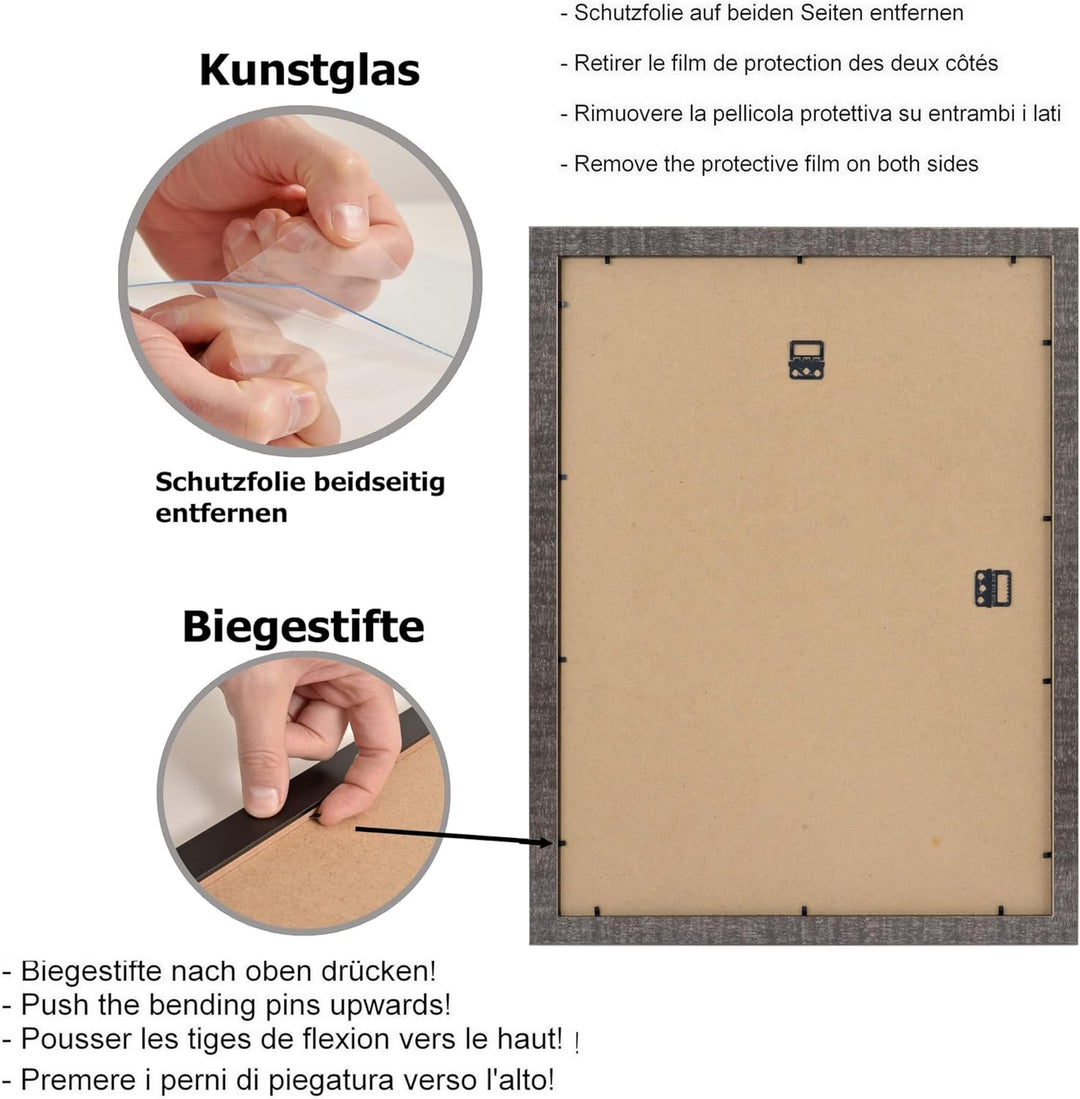 Stallmann Design Bilderrahmen my Frames 48x68 cm schwarz gewischt Rahmen fuer Dina 4 und 60 andere F