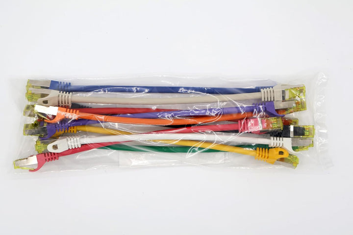 Cat.7 Netzwerkkabel 0,25m 10 Farben 10 Stück Cat7 Ethernetkabel Netzwerk LAN Kabel Rohkabel 10 Gb s