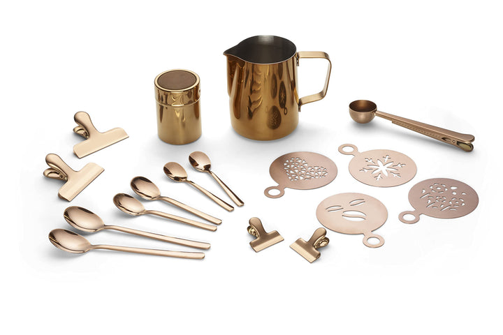 Echtwerk Kaffeezubehör-Set, 23-tlg, Milchschaumkännchen 600 ml, Kakaostreuer, 4x Espresso-, 4x Cappu