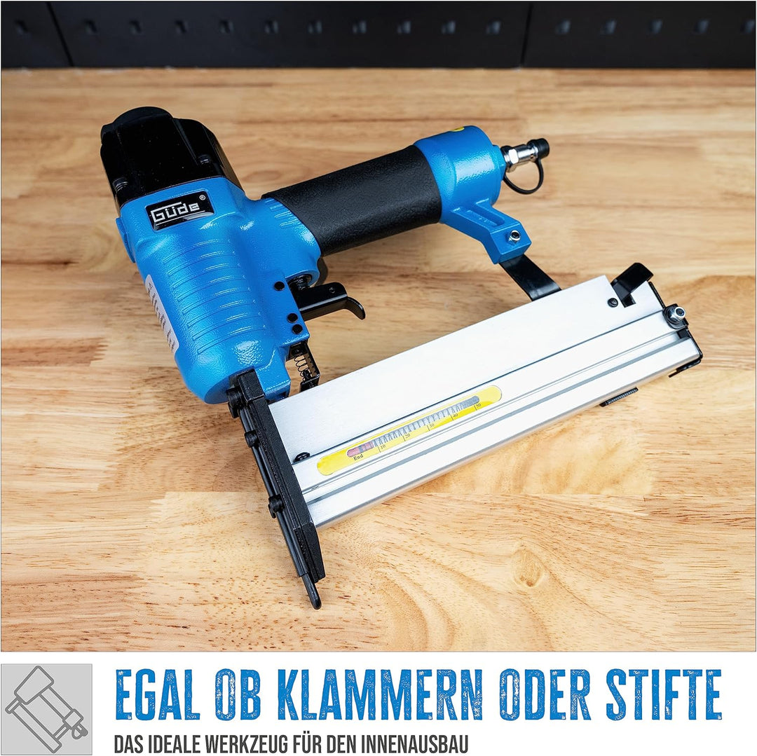 Güde 40220 Druckluftklammergerät Nagler (6 bar max Arbeitsdruck, max 40mm Nagel, 1mm Klammerstärke)