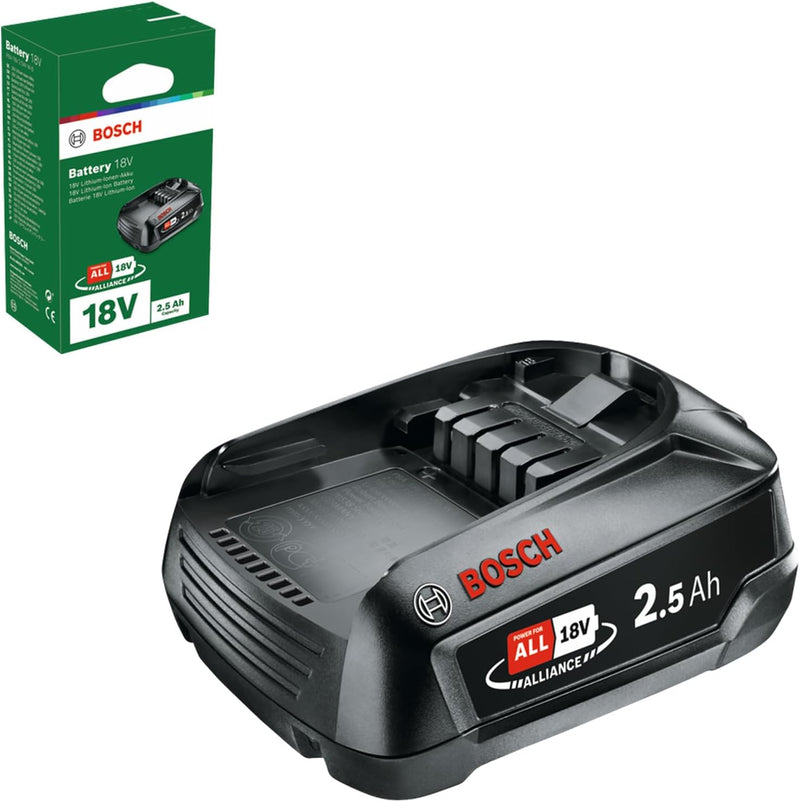 Bosch 18 Volt Ersatz Akku (2,5 Ah, kompatibel mit allen Geräten des grünen Bosch Home & Garden 18 Vo