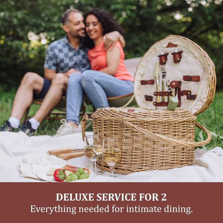 PICNIC TIME Picknick Zeit 'Herz' Willow Picknickkorb mit Deluxe Service für Zwei