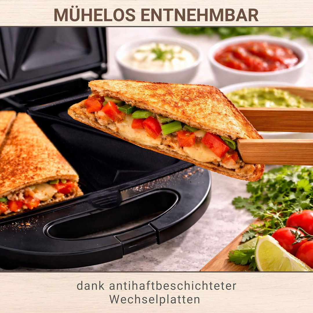 Syntrox Germany Edelstahl Maker Sandwichmaker Chefmaker SM-1300W Sandwich Delight mit herausnehmbare