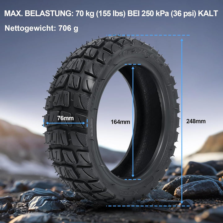 10x2,75-6,5 Off-Road Tubeless Reifen für Kukirin G2/G3/G2 Ultra/M4 Max/A1 Ersatzreifen für Speedway