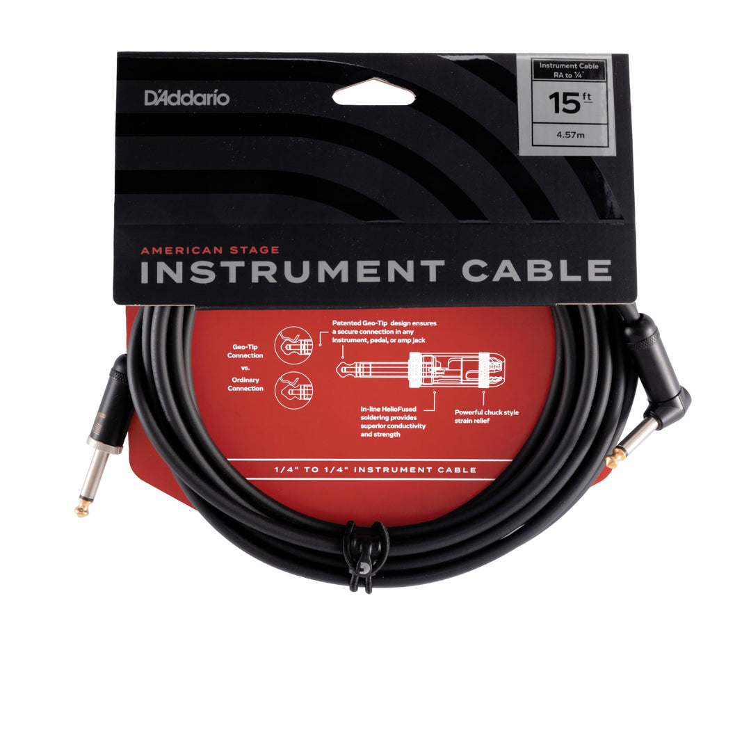 D'Addario PW-AMSGRA-15 Planet Waves American Stage Premium Instrumenten Kabel, gewinkelt 3,81m 15 Fe