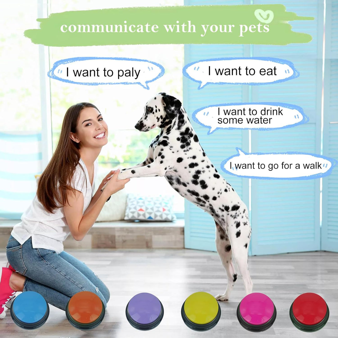 Set von 6 Hunde-Tasten für die Kommunikation, Sprachaufzeichnbare Tasten für den Klassenzimmer, Hund