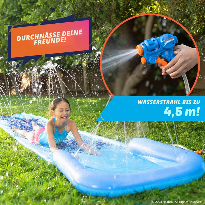 NERF Super Soaker Blast Wasserrutsche - Die ultimative 4,6 m Outdoor-Rutsche für Kinder - Inklusive