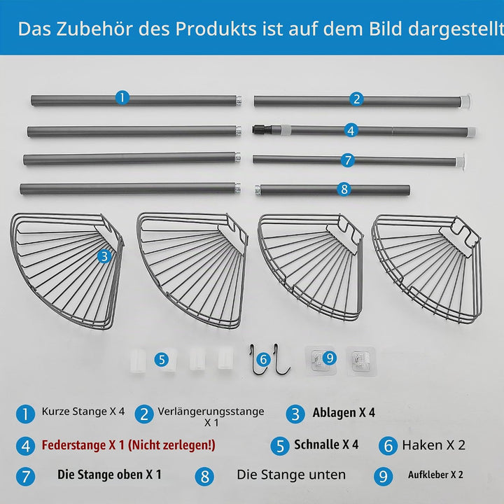 Teleskop Duschregal ohne Bohren Duschablage Ecke Metall Eckregal Bad Badregal Organizer Höhenverstel