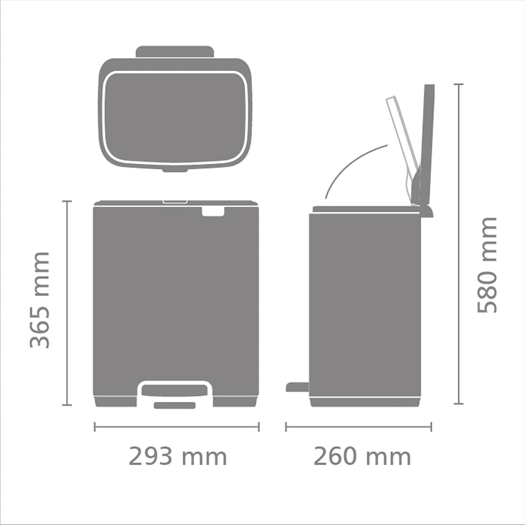 Brabantia Bo Treteimer 12 L (beige), platzsparender Mini Mülleimer mit Soft-Close-Funktion und leich