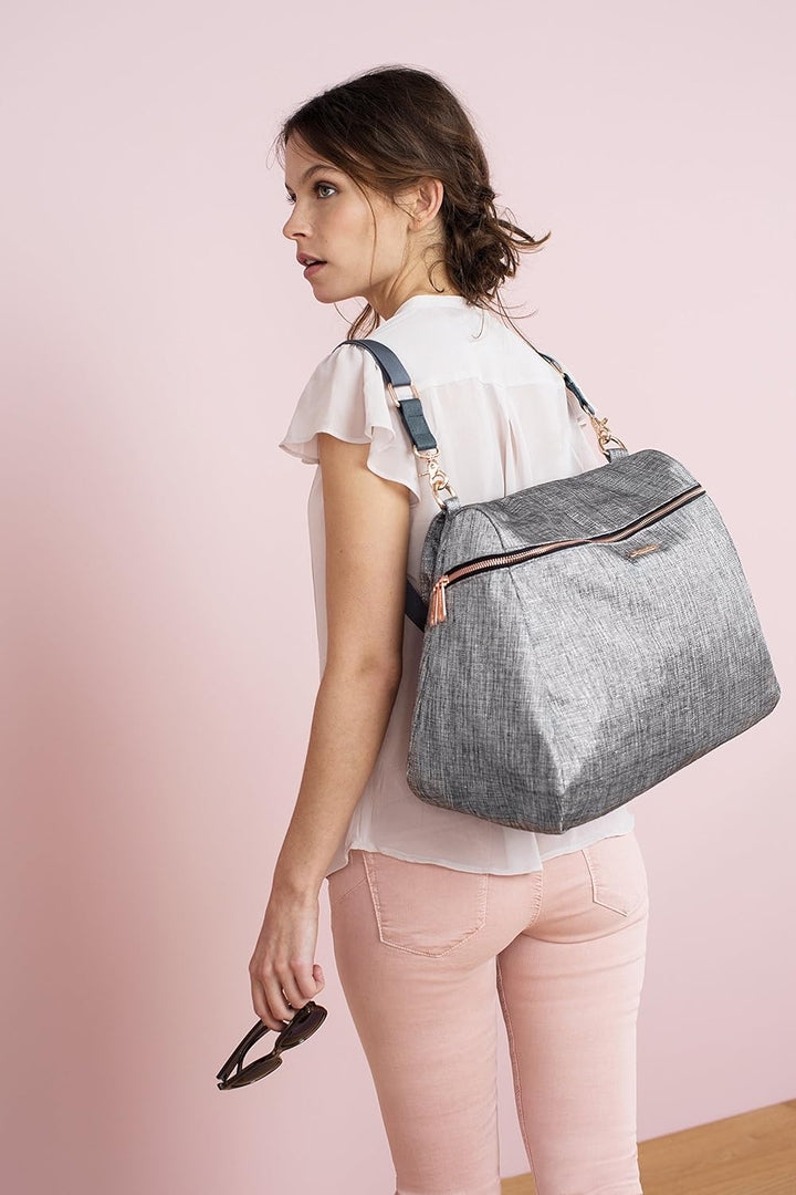 LÄSSIG Baby Wickeltasche Handtasche Stylischer Wickelrucksack inkl. Wickelzubehör/Glam Rosie Bag Sil