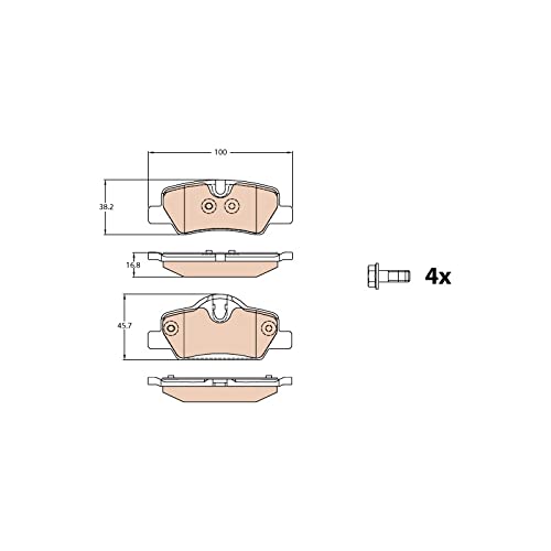 TRW gdb2088 Bremsbelag, Satz von 4