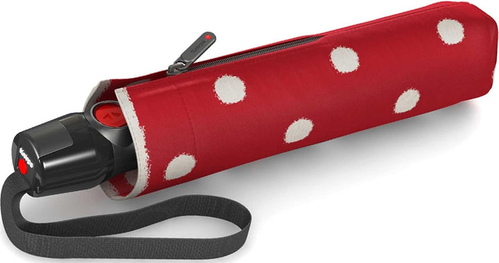 Knirps T.200 Taschenschirm Duomatic DOT Art Rot - inkl. Futteral im Schirmdesign - Hochqualitative V