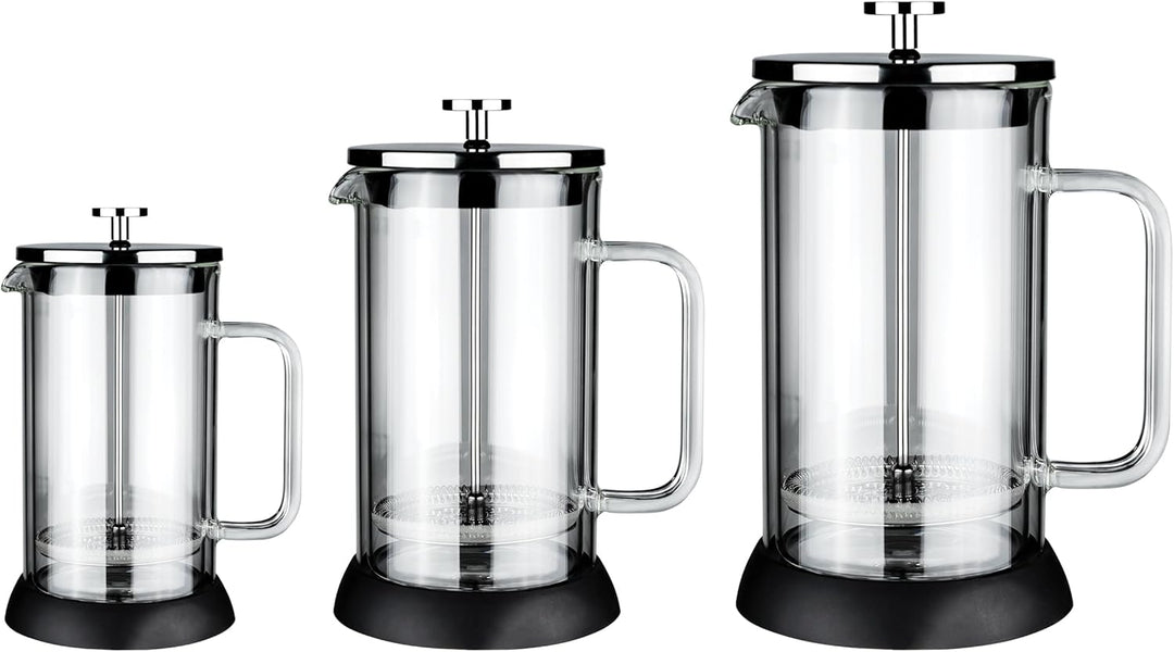 Café Olé Doppio Kaffeebereiter aus doppelwandigem Glas, französische Presse, rutschfester Silikonbod