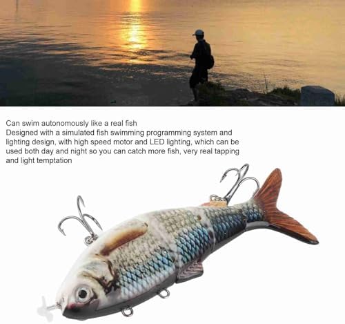 LED Angelköder, USB Wiederaufladbar, Elektronischer Swimbait-Hartköder, Mehrgliedrig, für Barsch, Fo