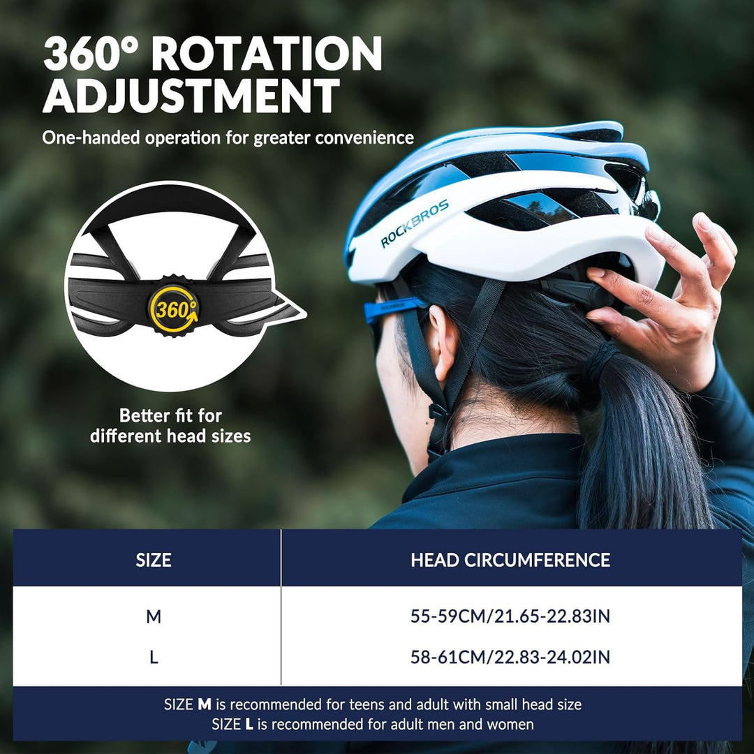 ROCKBROS Fahrradhelm Rennradhelm Leichter Radhelm M/L 55-61 cm Verstellbarer Allround-Helm Belüftung