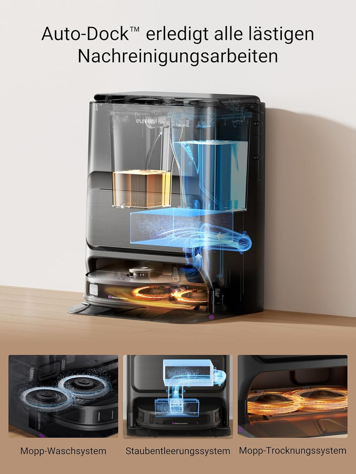Eureka J12 Ultra Roboterstaubsauger mit Wischfunktion (Selbstentleerung, Wasch- und Trocknung), 5000