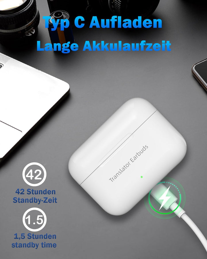 Wooask M6 Ai Kopfhörer Übersetzer, Übersetzungskopfhörer 144 Online Sprachen Übersetzer Echtzeit, 3-
