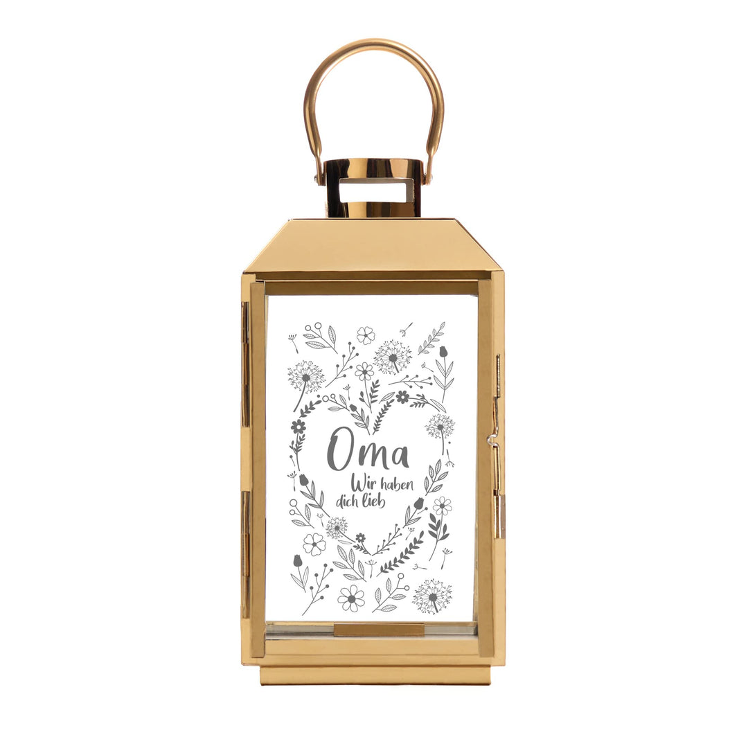Laterne mit Gravur für Oma, Deko Kerzen Windlicht, Geschenk für Oma, Outdoor Garten Dekoration, Grav