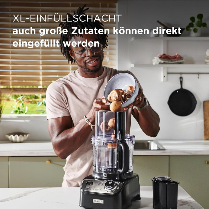 Kenwood MultiPro XL Weigh+ FDM72.990BK – Küchenmaschine (1000 W) mit Waage, Timer, XL-Einfüllschacht