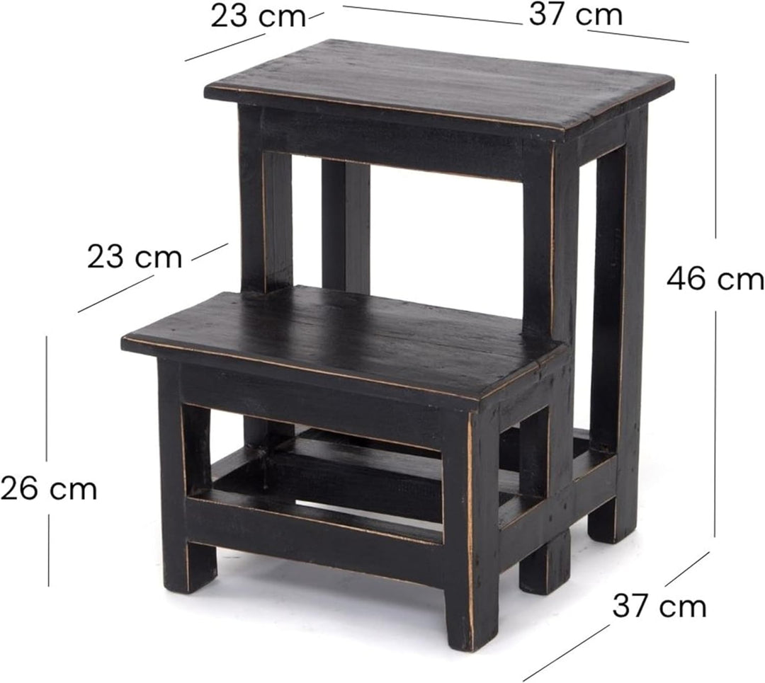 DESIGN DELIGHTS TRITTLEITER Step | 46x37x37 cm (HxBxT), Altholz, zweistufig | Trittleiter, Haushalts
