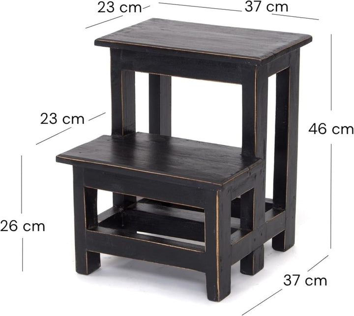 DESIGN DELIGHTS TRITTLEITER Step | 46x37x37 cm (HxBxT), Altholz, zweistufig | Trittleiter, Haushalts