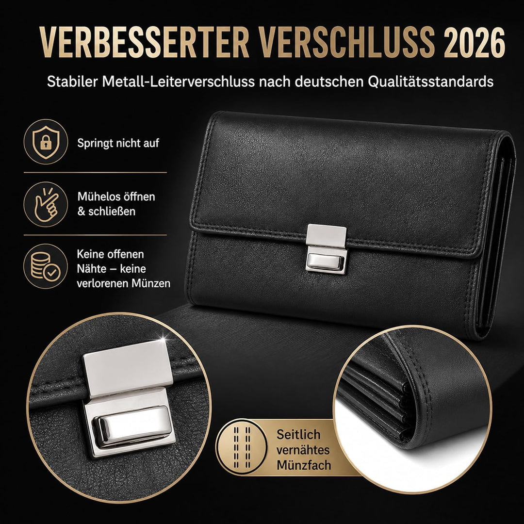 Echt Leder Kellner Geldbörse Profi Kellnerportemonnaie weich RFID | Kellnerbörse (18,5 x 9,5 x 4,5cm