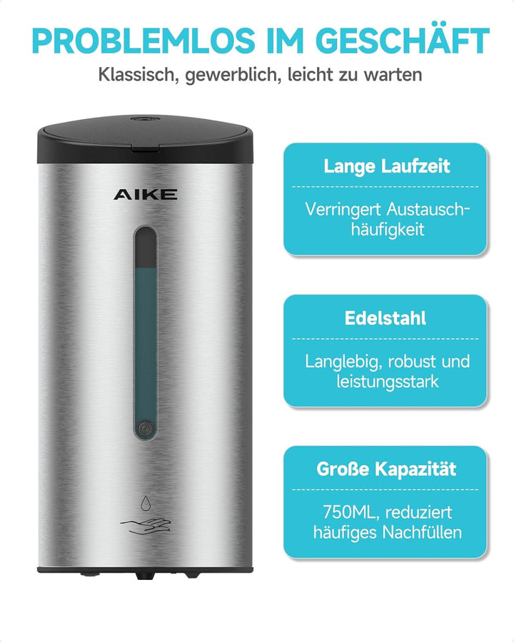 AIKE AK1205 Seifenspender Automatisch Wandbefestigung, 800ml Kommerzieller Automatischer Flüssigseif