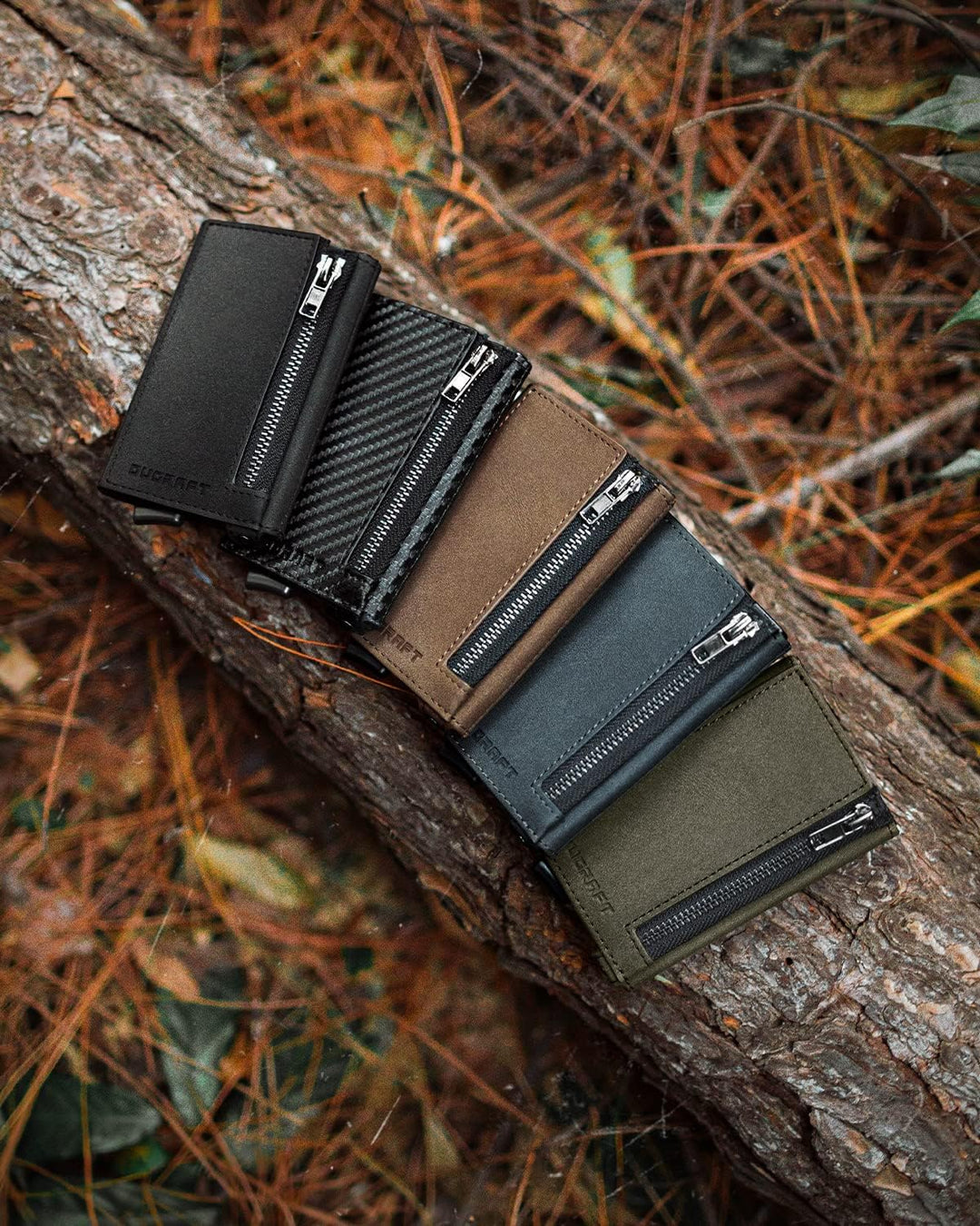 DUGRAFT Karteninhaber Brieftasche mit Reissverschluss Geldtasche, Herren Minimalist Slim Aluminium M