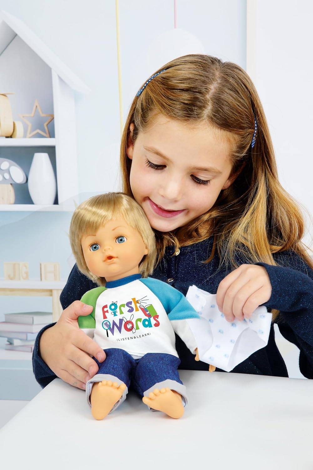 Cicciobello Erste Wörter Babypuppe, interaktives Spielzeug mit Geräuschen, sprechende Puppe für Klei
