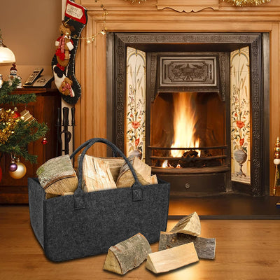 YRHome 4 Stück Kaminholztasche Filz Tasche Filztasche Filztaschen Faltbar Shopper Kaminholz Einkaufs