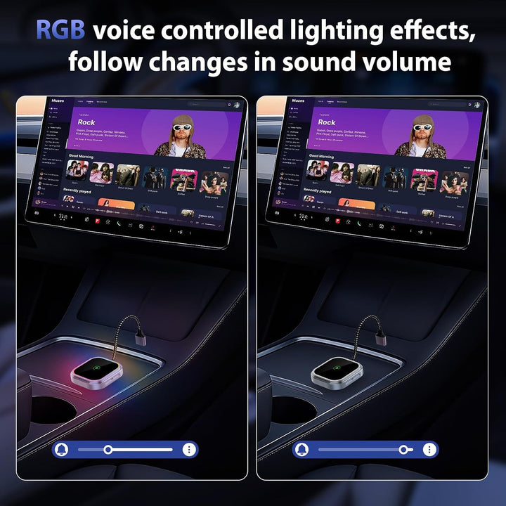 Wireless Carplay Adapter, 2 in 1 Carplay Wireless Adapter mit RGB Beleuchtung, Upgrade auf kabellose