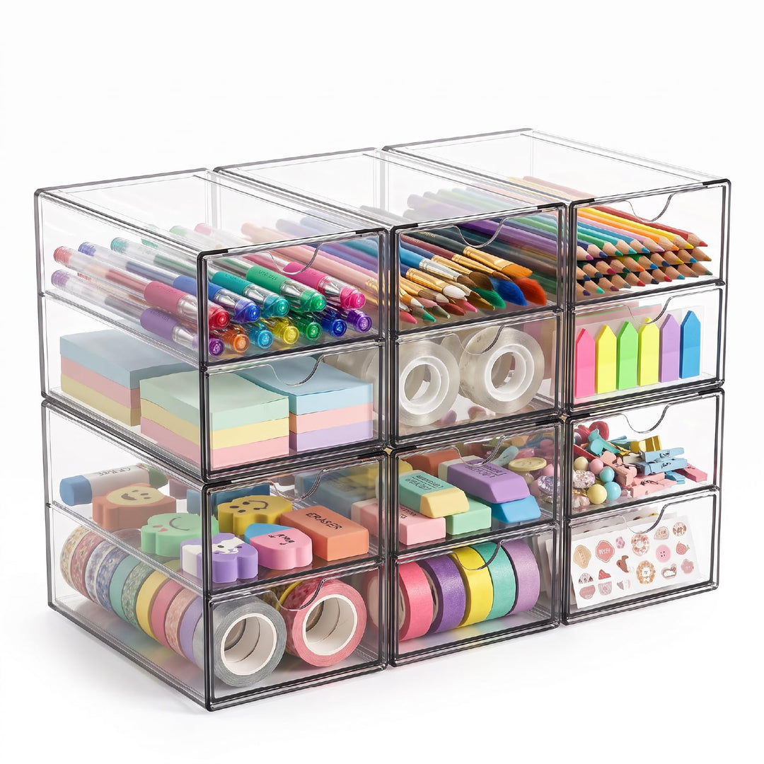 6‑Pack Stapelbarer Acryl Organizer mit 12 Schubladen