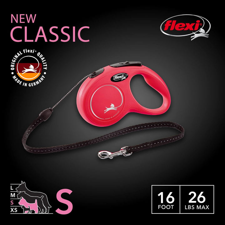Flexi Klassische einziehbare Hundeleine (Katze) für Hunde bis zu 11,8 kg, 4,8 m, Grösse S, Rot Getaw