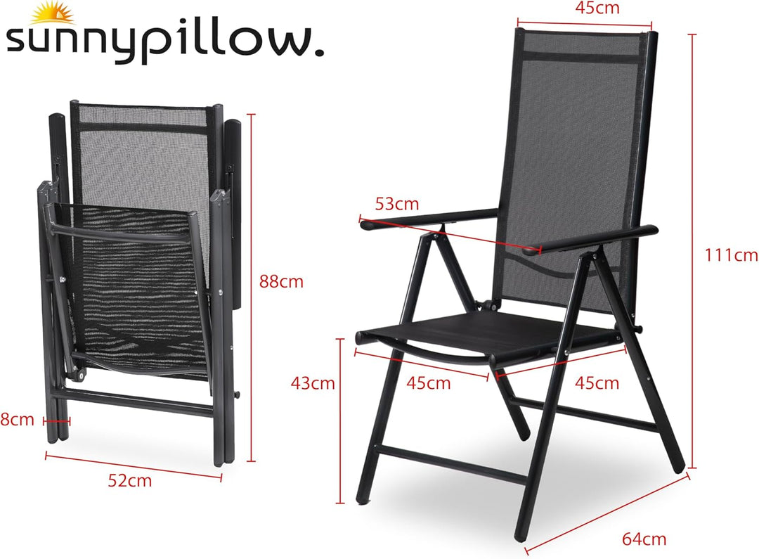 sunnypillow 2er Set Gartenstühle und Gartenstuhlauflagen Hochlehner | 120x50x9 cm Hochlehner Auflage