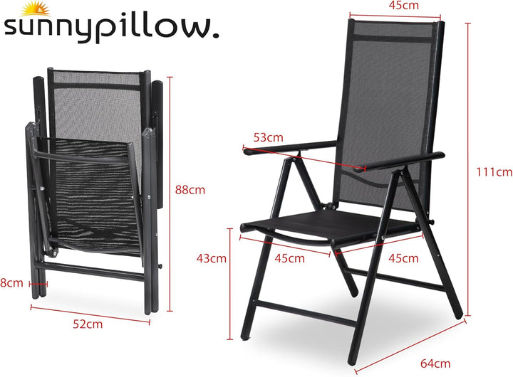 sunnypillow 2er Set Gartenstühle und Gartenstuhlauflagen Hochlehner | 120x50x9 cm Hochlehner Auflage
