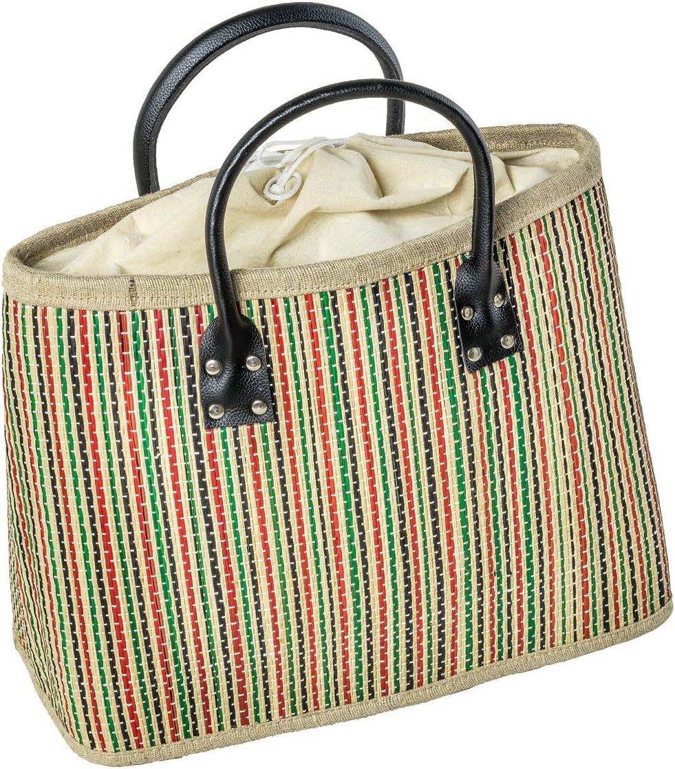 LaFiore24 Einkaufstasche Shopper Henkeltasche Korb Handtasche Allzwecktasche Mehrfarbig Gestreift, M