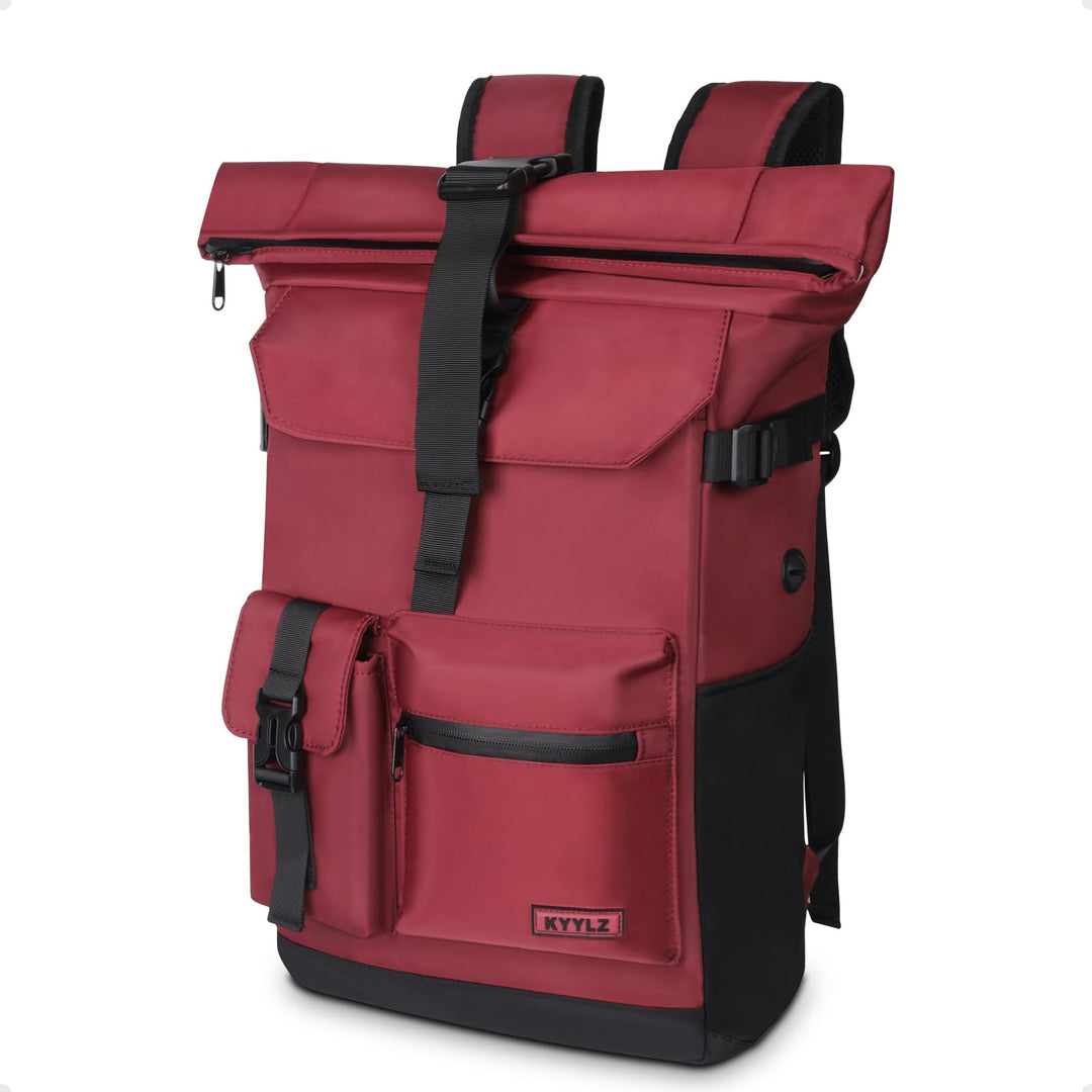 Rucksack Damen,Rolltop Rucksack Herren,28L Gross Schulrucksack Rucksack Wasserdicht mit Laptopfach 1
