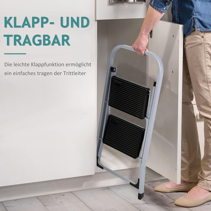 Trittleiter 2 Stufen Leiter Klapptritt Klappleiter Klapptreppe Tritt Haushaltstritt Stehleiter Spros