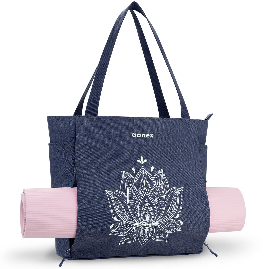 Gonex Yogatasche, Grosse Pilates Tragetasche mit Mehreren Taschen für Damen Herren, Robuste Canvas T