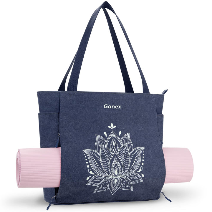 Gonex Yogatasche, Grosse Pilates Tragetasche mit Mehreren Taschen für Damen Herren, Robuste Canvas T