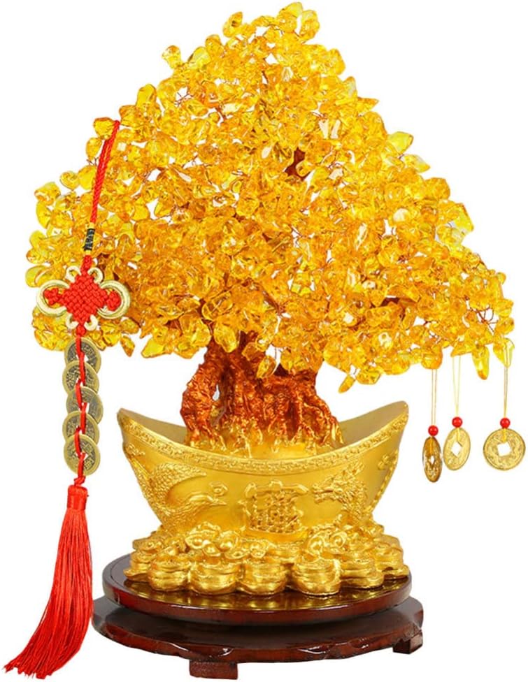 BESPORTBLE Chinesische Geldbaum Bonsai Glücksbaum Deko Feng Shui Baum Kristallbaum Chinesische Neuja