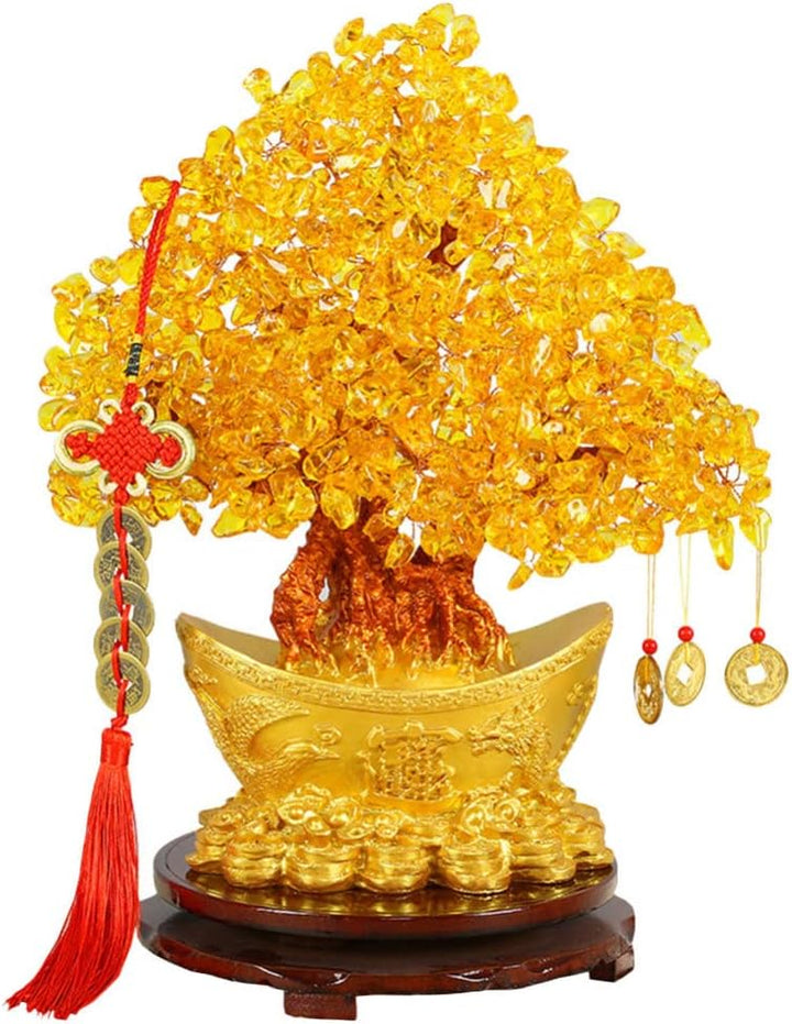 BESPORTBLE Chinesische Geldbaum Bonsai Glücksbaum Deko Feng Shui Baum Kristallbaum Chinesische Neuja