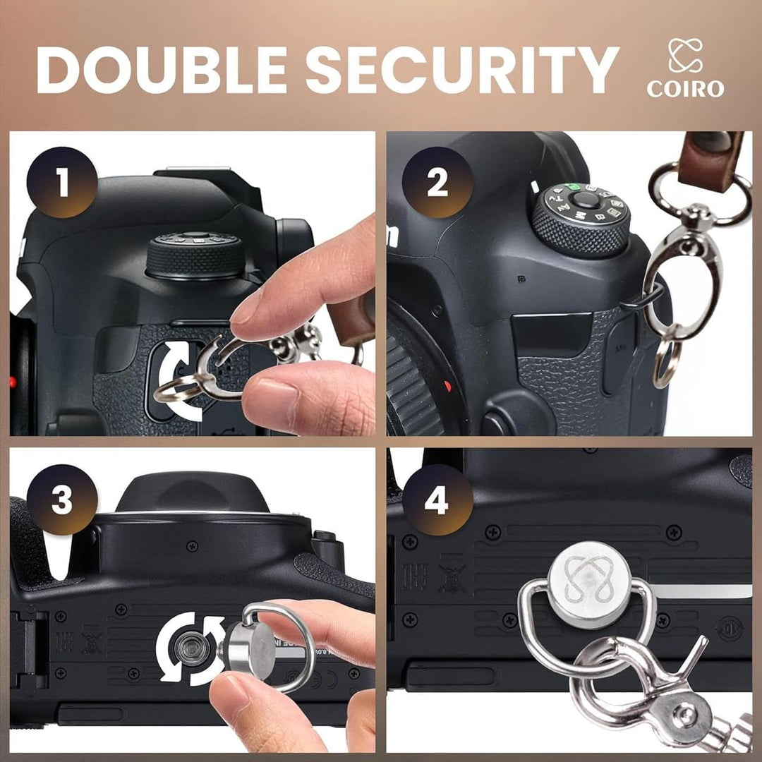 Slim Coiro Kamera-Zubehör Dual Harness Zwei Kameras - Schultergurt Leder Skinny Hellbraun, Skinny He