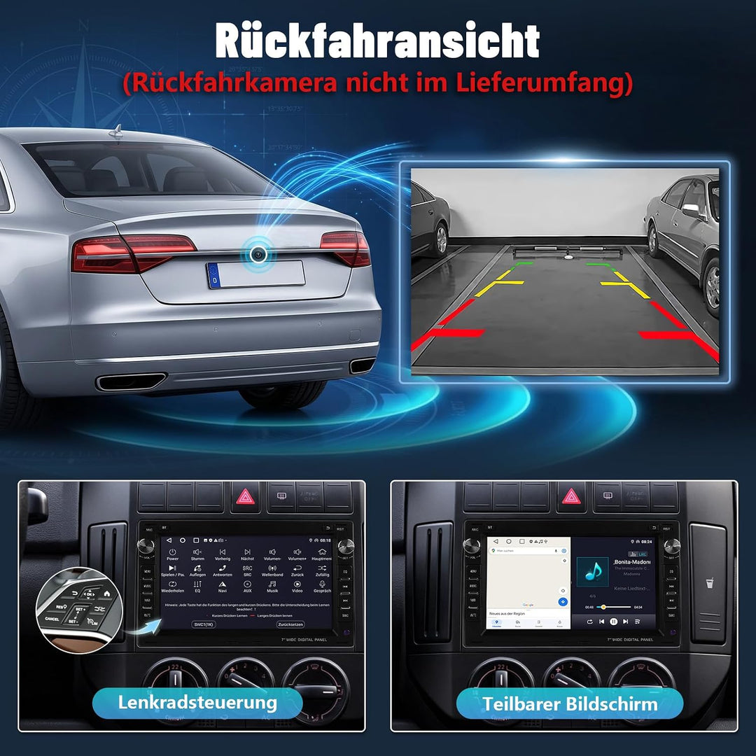Ledio Bluetooth Autoradio mit Bildschirm für VW Golf 4 Polo MK3/4 9N T5 Passat B5 Seat Skoda, Doppel
