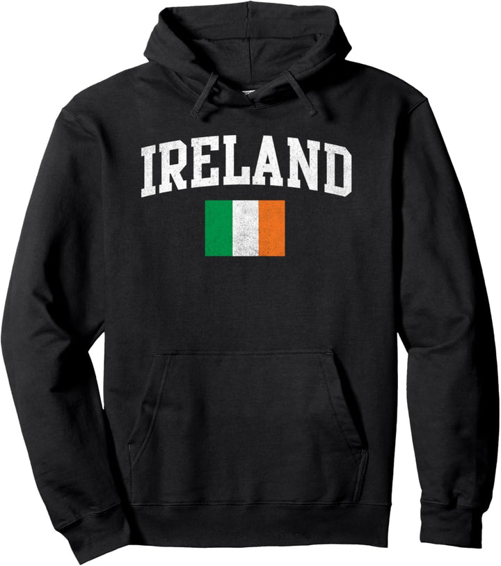 Ireland Simple Bold White Text Center Flag Pullover Hoodie